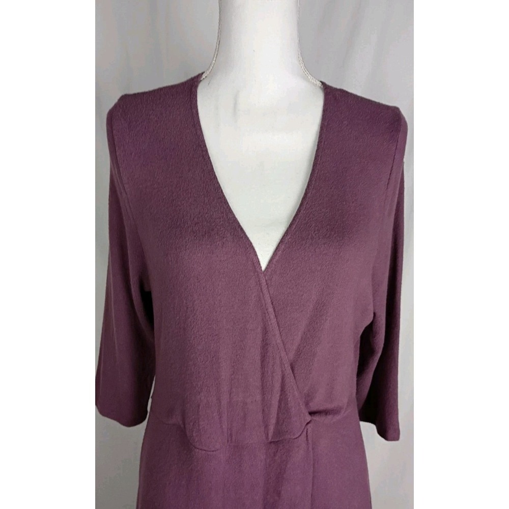 Torrid Plum Long Sleeve Hacci Knit Faux Wrap Dress Size 1 Super Soft New W Tags - Picture 3 of 9
